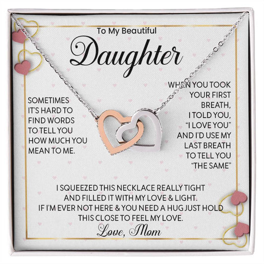 To My Beautiful Daughter | I Love You - Interlocking Hearts necklace