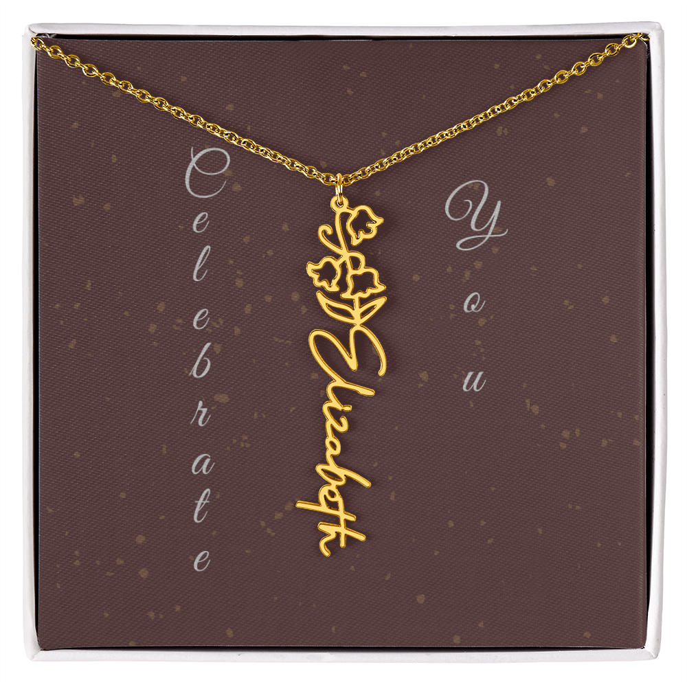 Personalized Birth Flower Name Necklace – Custom Script Necklace for Her